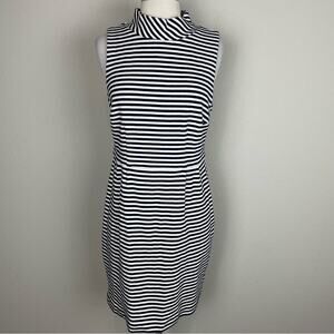 Boden Navy White Knit Mock Neck Sleeveless Dress 10R
